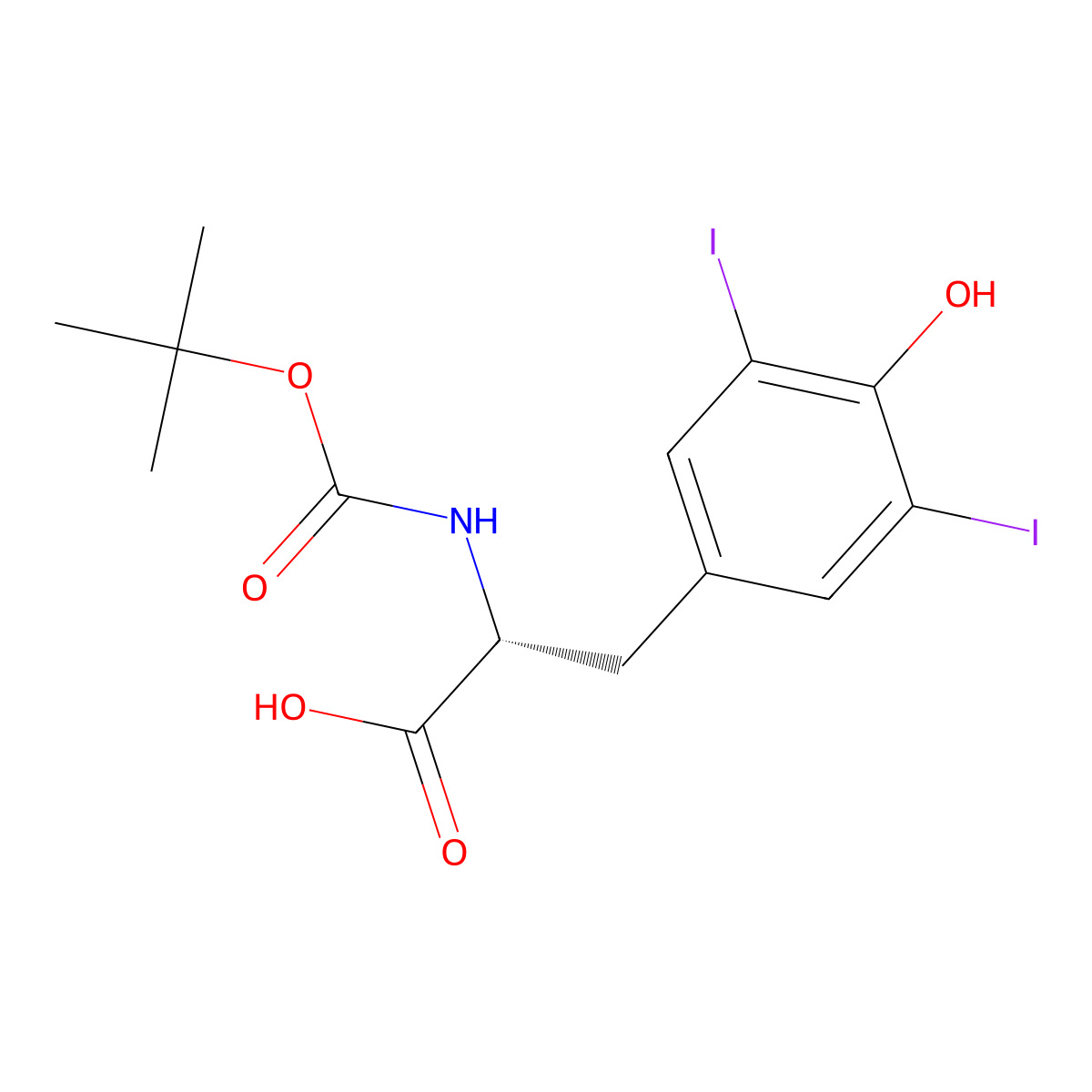 Boc-3,5-Diiodo-D-tyrosine molecular structure, CAS 214630-08-7