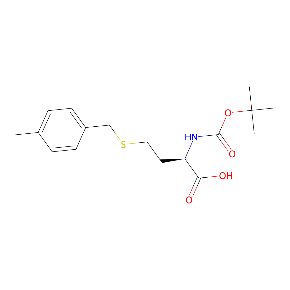 (R)-2-((tert-Butoxycarbonyl)amino)-4-((4-methylbenzyl)thio)butanoic acid molecular structure, CAS 214630-13-4