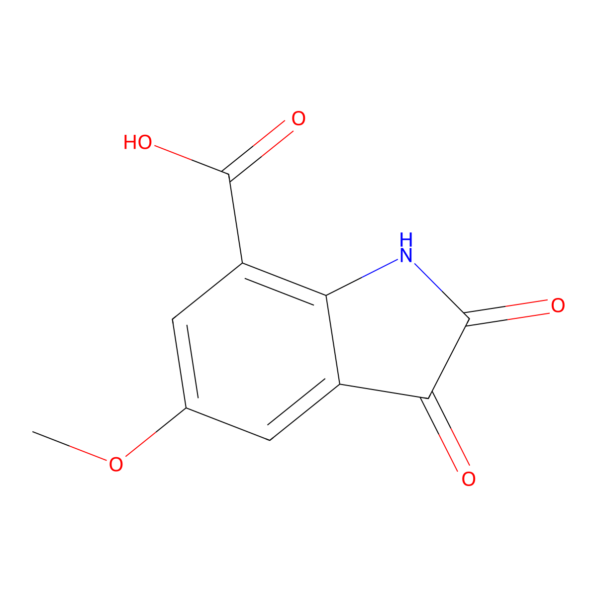 5-Methoxy-2,3-dioxoindoline-7-carboxylic acid molecular structure, CAS 214637-64-6