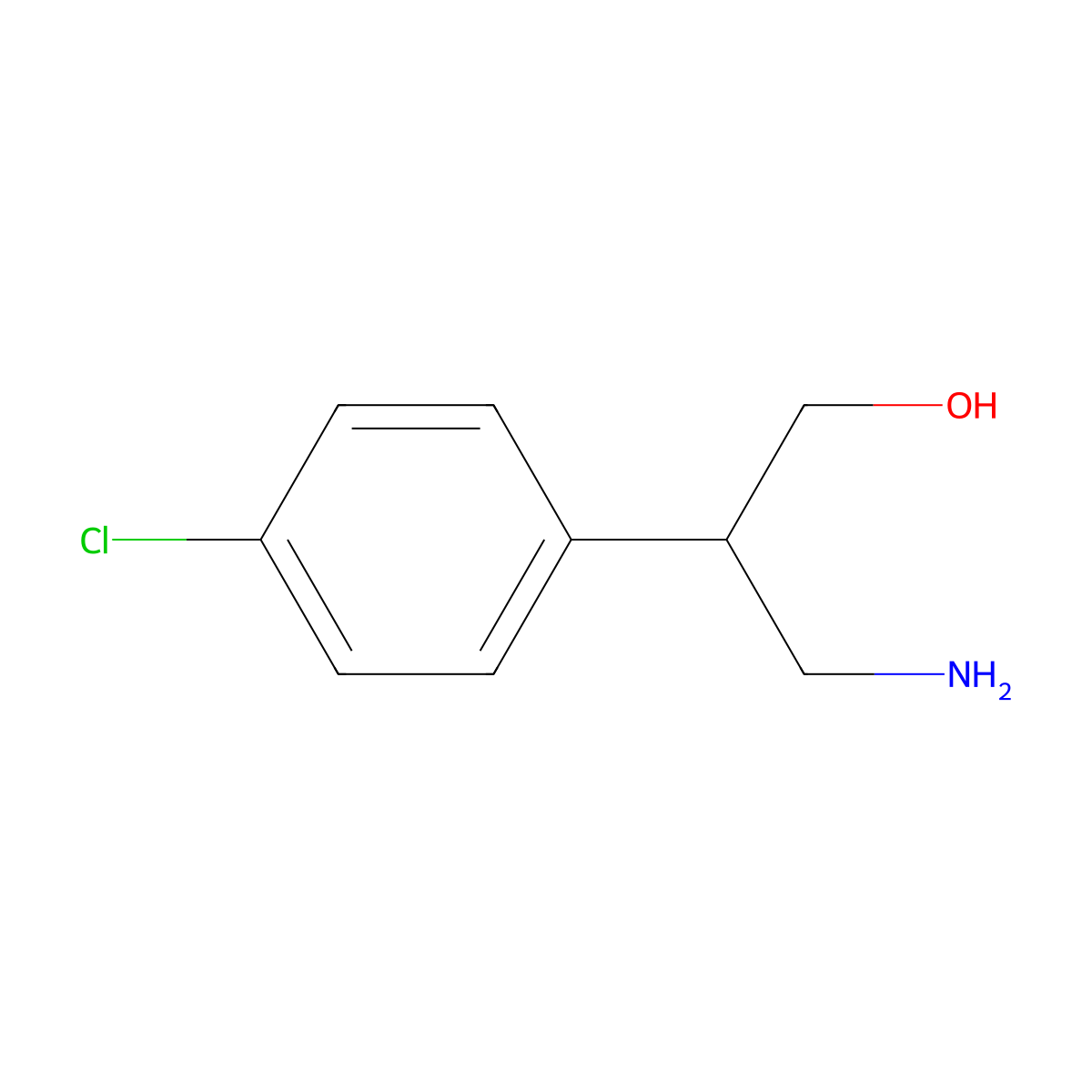 3-Amino-2-(4-chlorophenyl)propan-1-ol molecular structure, CAS 21464-46-0