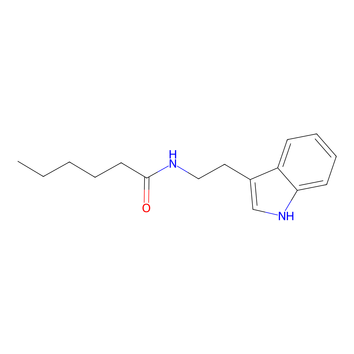N-[2-(1H-indol-3-yl)ethyl]hexanamide molecular structure, CAS 21469-24-9