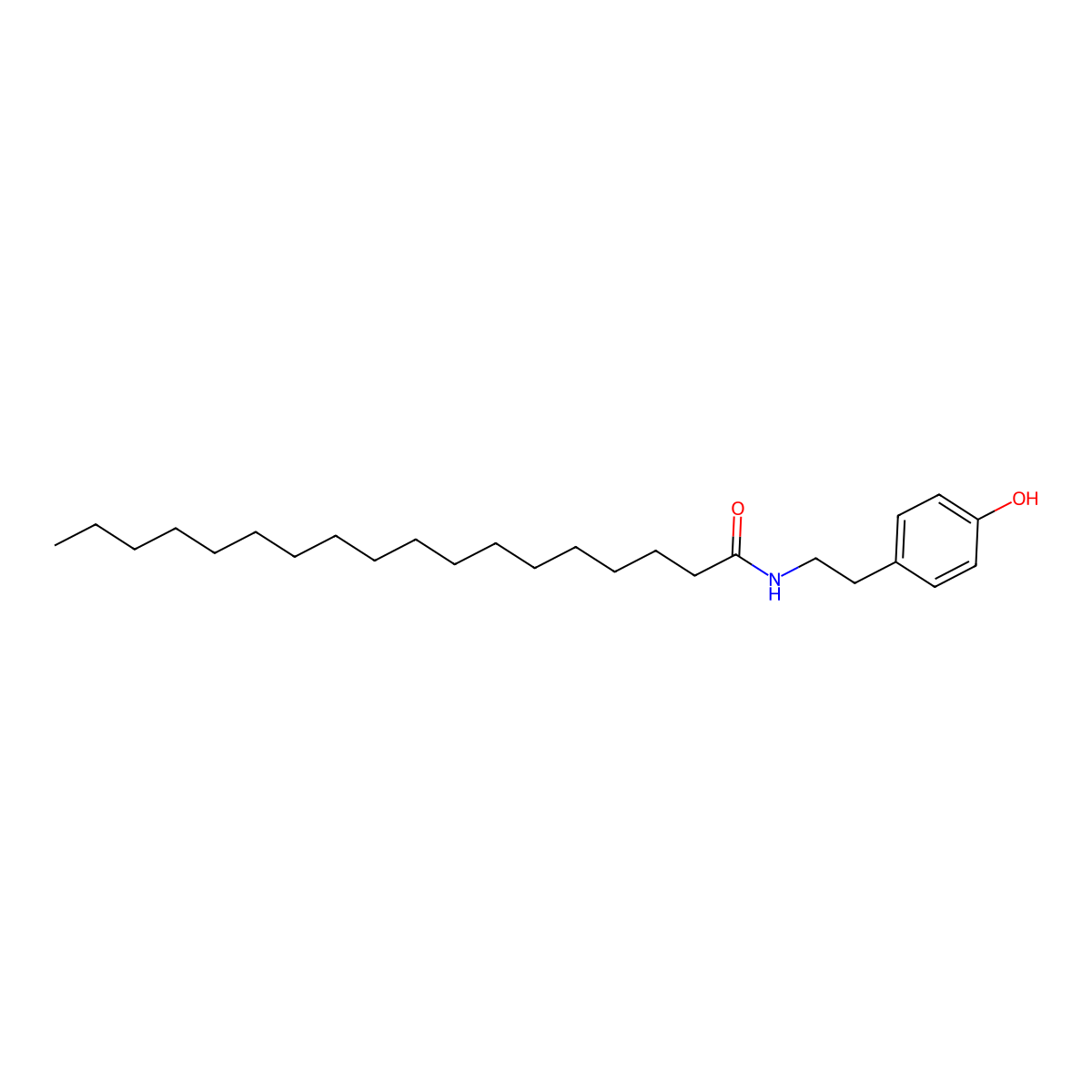 N-[2-(4-hydroxyphenyl)ethyl]octadecanamide molecular structure, CAS 21469-25-0
