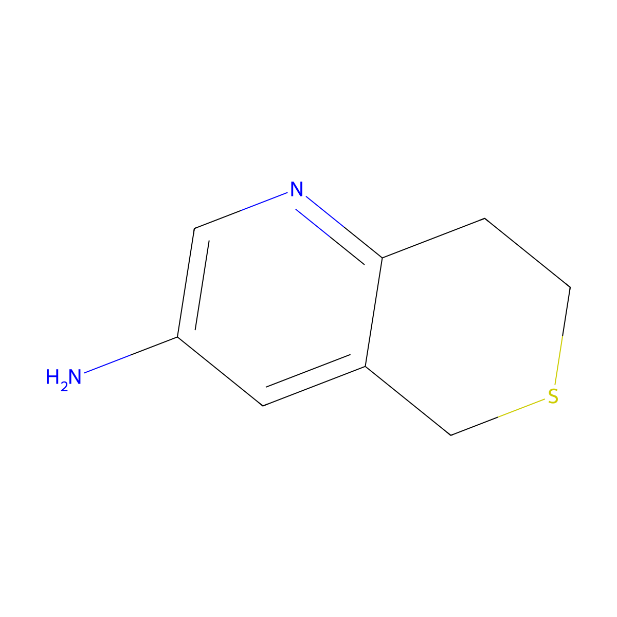 5H,7H,8H-thiopyrano[4,3-b]pyridin-3-amine molecular structure, CAS 214699-41-9