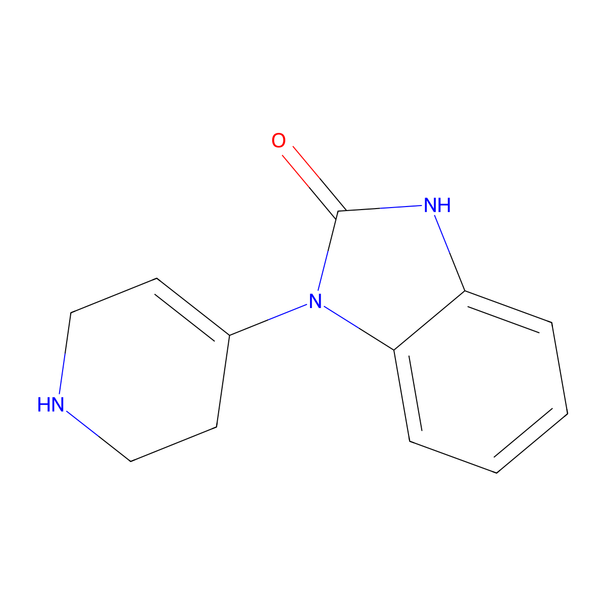 1,3-dihydro-1-(1,2,3,6-tetrahydro-4-pyridinyl)-2H-benzimidazol-2-one molecular structure, CAS 2147-83-3