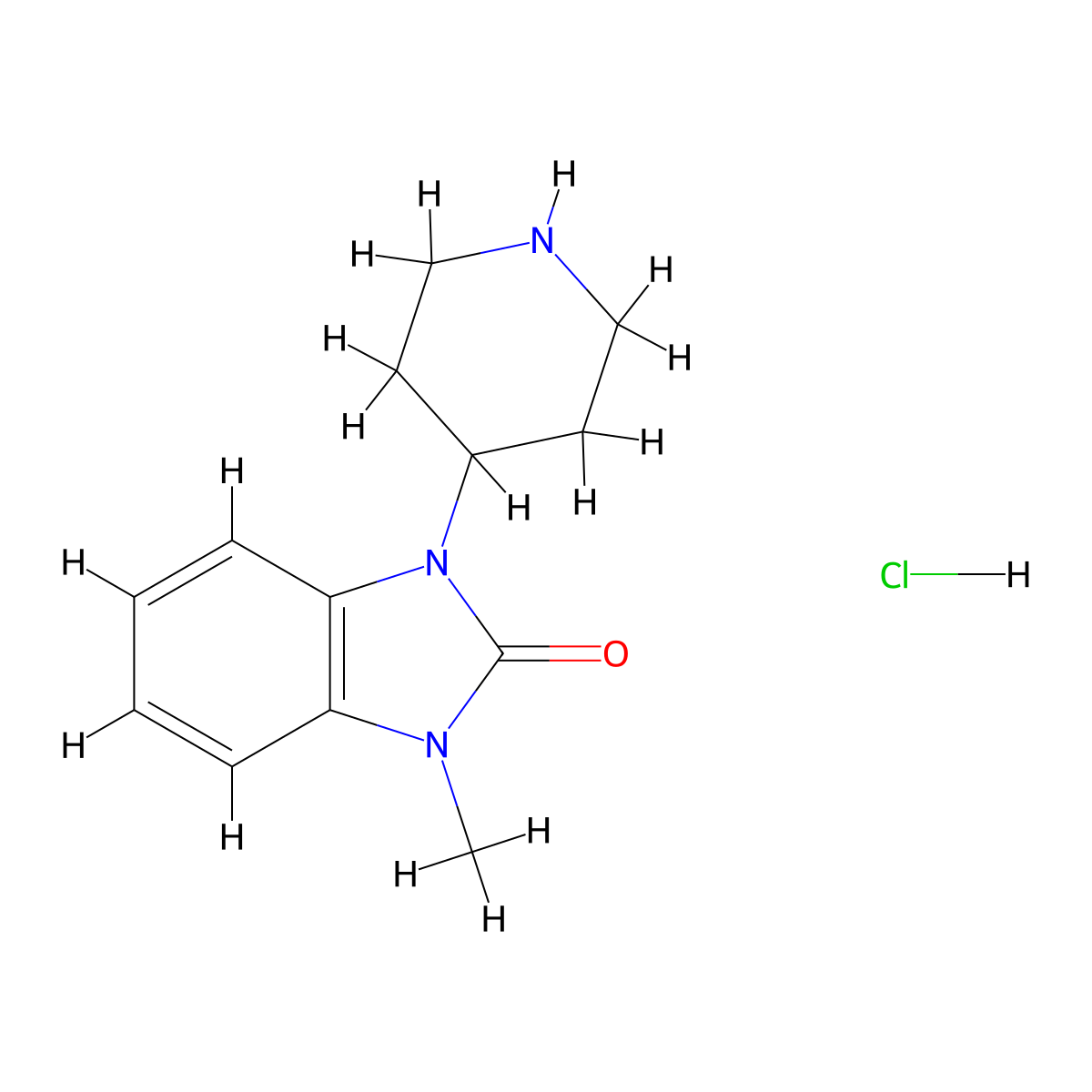 1-Methyl-3-(piperidin-4-yl)-1H-benzo[d]imidazol-2(3H)-one hydrochloride molecular structure, CAS 2147-85-5