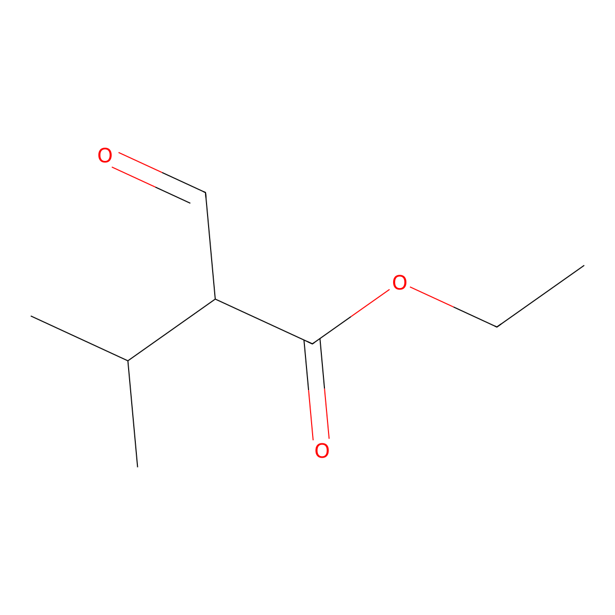 Ethyl 2-formyl-3-methylbutanoate molecular structure, CAS 21474-92-0