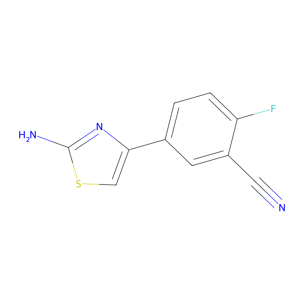 5-(2-Amino-1,3-thiazol-4-yl)-2-fluorobenzonitrile molecular structure, CAS 2147485-39-8