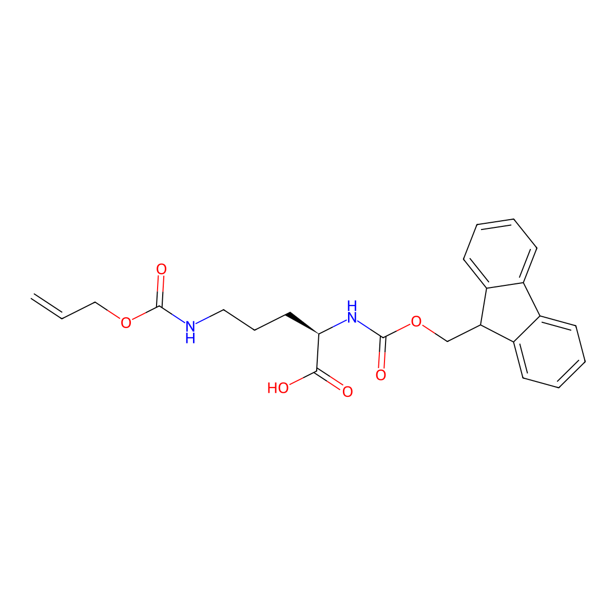 N2-((9H-Fluoren-9-ylmethoxy)carbonyl)-N5-((2-propen-1-yloxy)carbonyl)-D-ornithine molecular structure, CAS 214750-74-0