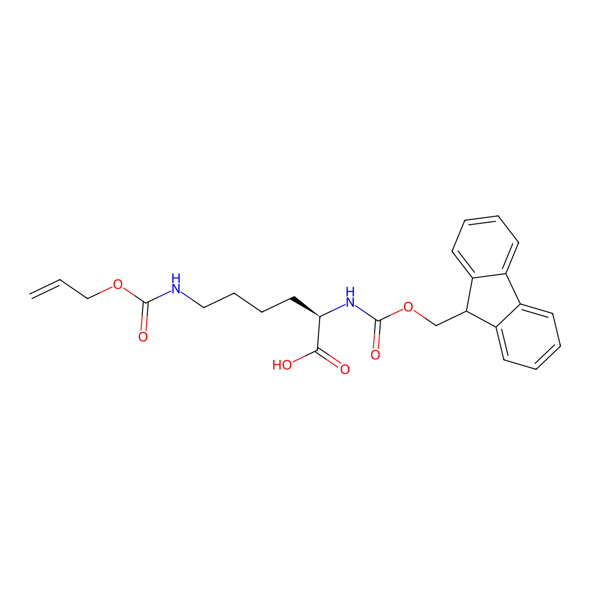 N2-((9H-Fluoren-9-ylmethoxy)carbonyl)-N6-((2-propen-1-yloxy)carbonyl)-D-lysine molecular structure, CAS 214750-75-1