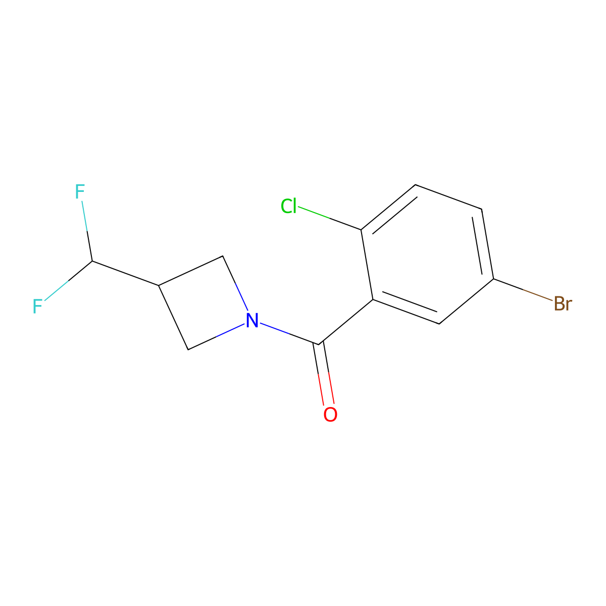 (5-Bromo-2-chlorophenyl)(3-(difluoromethyl)azetidin-1-yl)methanone molecular structure, CAS 2147523-97-3