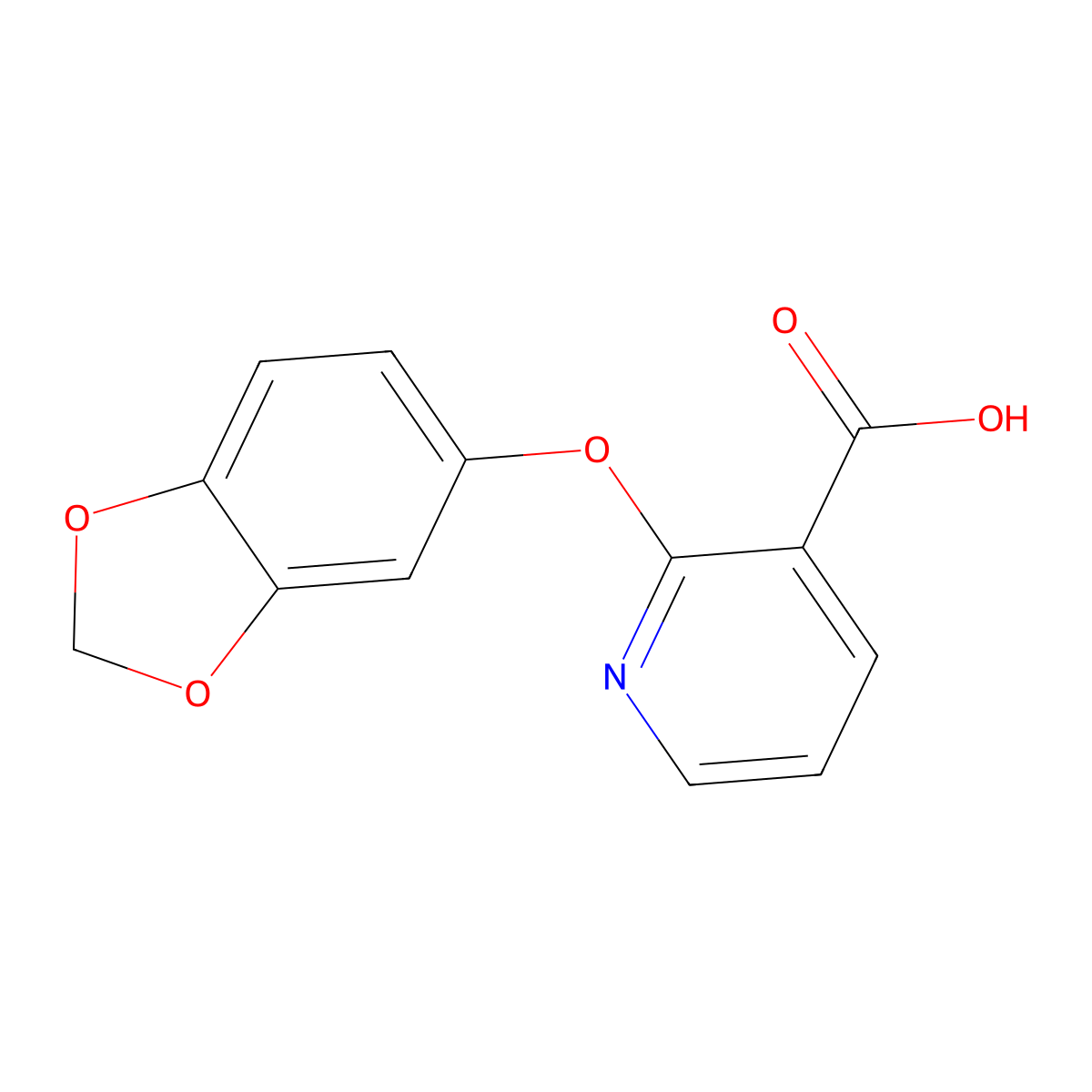 2-(1,3-Benzodioxol-5-yloxy)pyridine-3-carboxylic acid molecular structure, CAS 214758-41-5