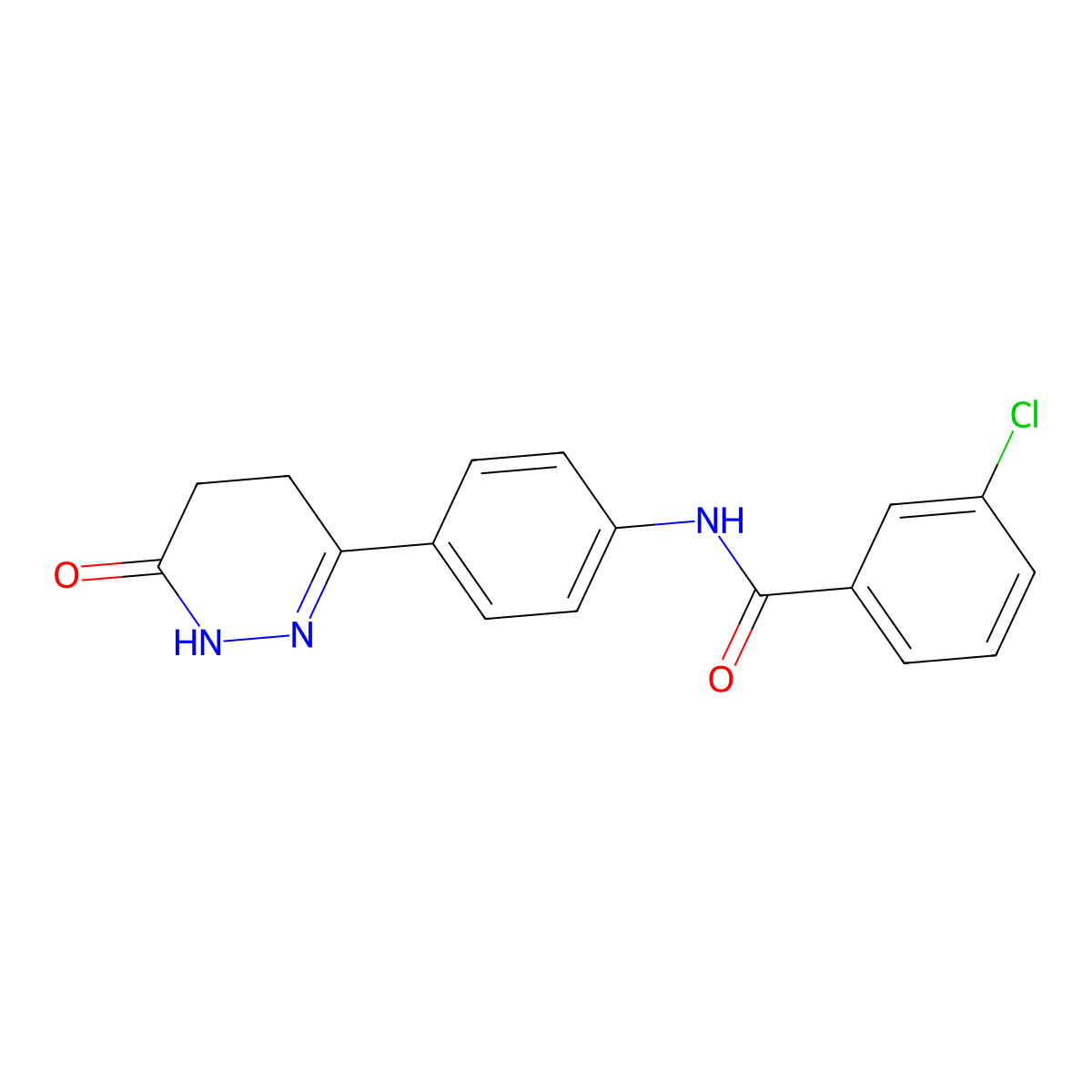 3-Chloro-N-[4-(1,4,5,6-tetrahydro-6-oxo-3-pyridazinyl)phenyl]benzamide molecular structure, CAS 214758-42-6