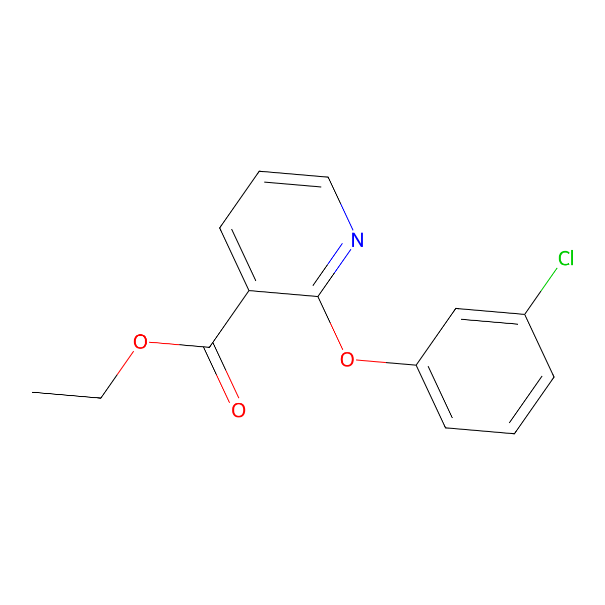 Ethyl 2-(3-chlorophenoxy)pyridine-3-carboxylate molecular structure, CAS 214758-68-6