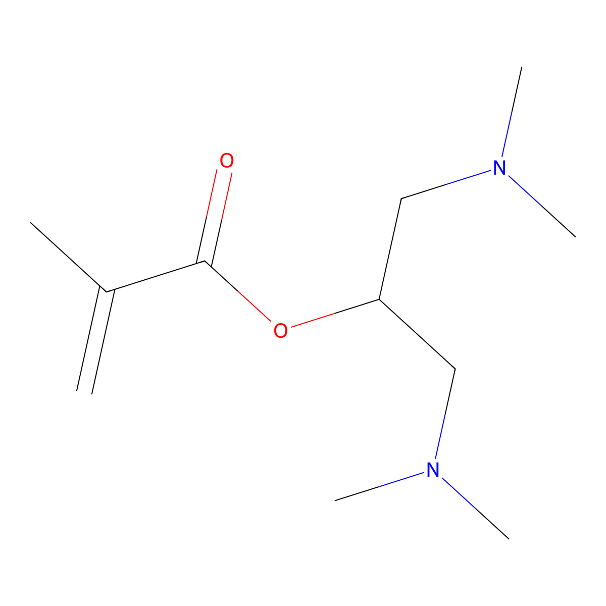 2-Propenoic acid, 2-methyl-, 2-(dimethylamino)-1-((dimethylamino)methyl)ethyl ester molecular structure, CAS 21476-57-3
