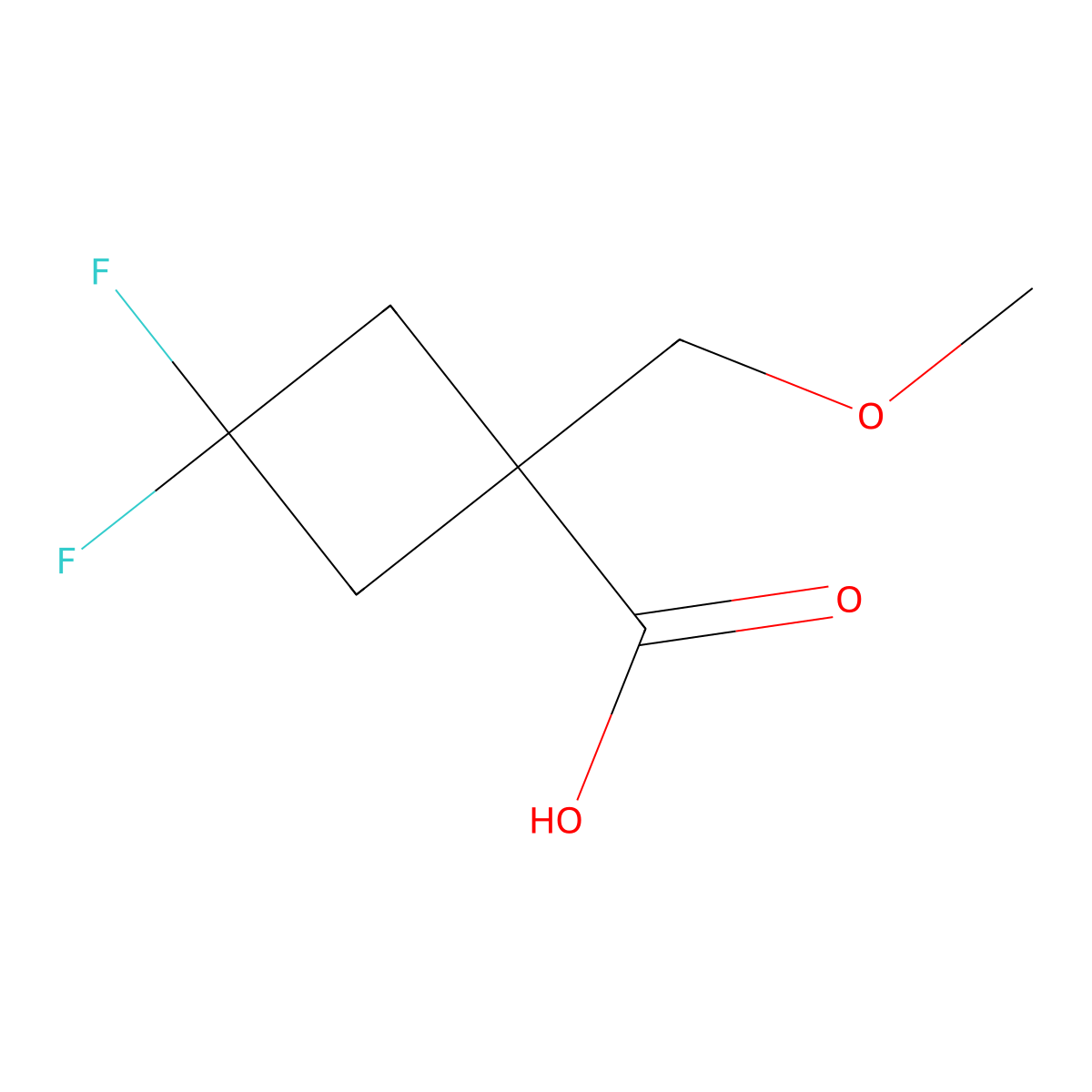 3,3-Difluoro-1-(methoxymethyl)cyclobutane-1-carboxylic acid molecular structure, CAS 2147633-38-1