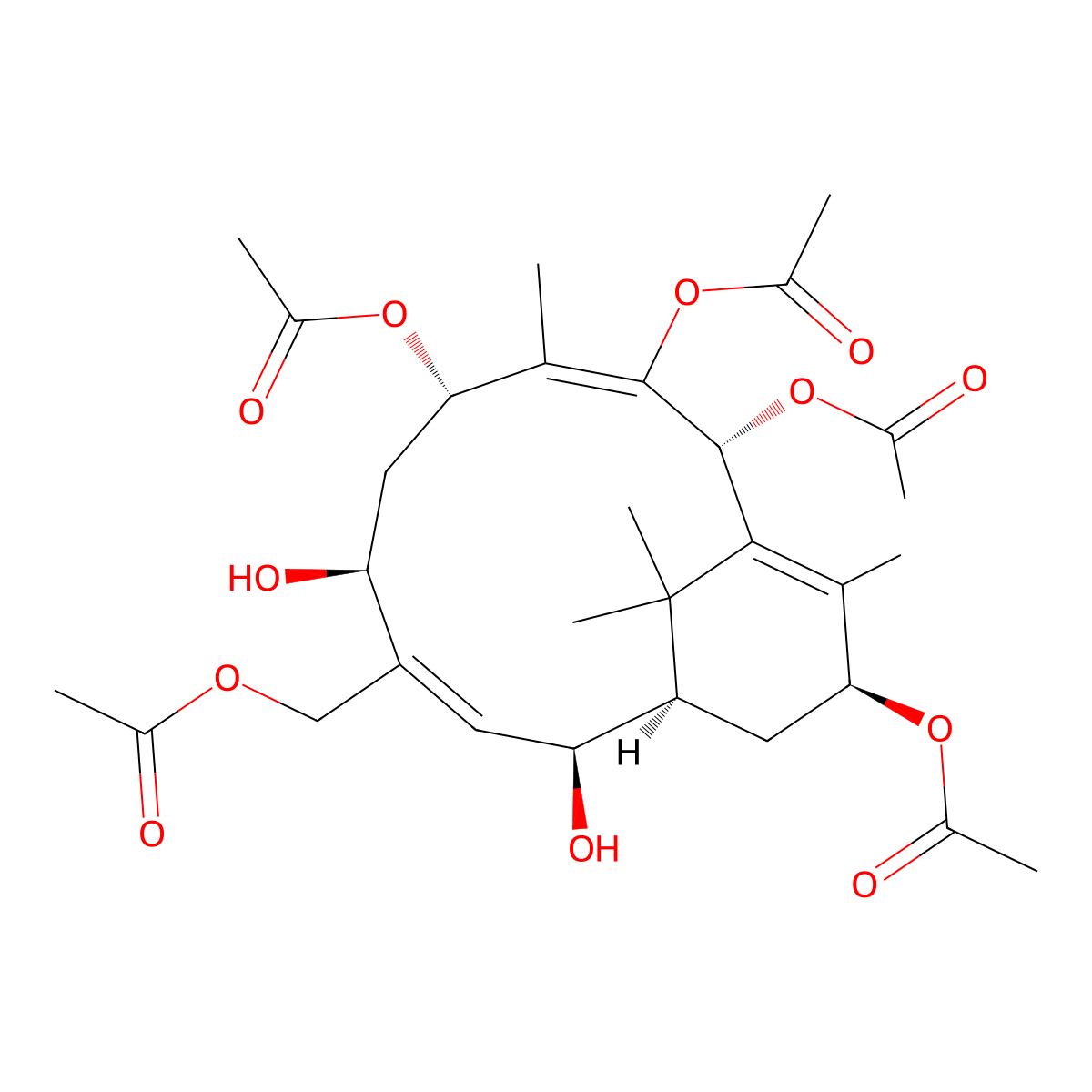 [(1R,2S,3Z,5S,7S,8E,10R,13S)-7,9,10,13-tetraacetyloxy-2,5-dihydroxy-8,12,15,15-tetramethyl-4-bicyclo[9.3.1]pentadeca-3,8,11-trienyl]methyl acetate molecular structure, CAS 214769-96-7