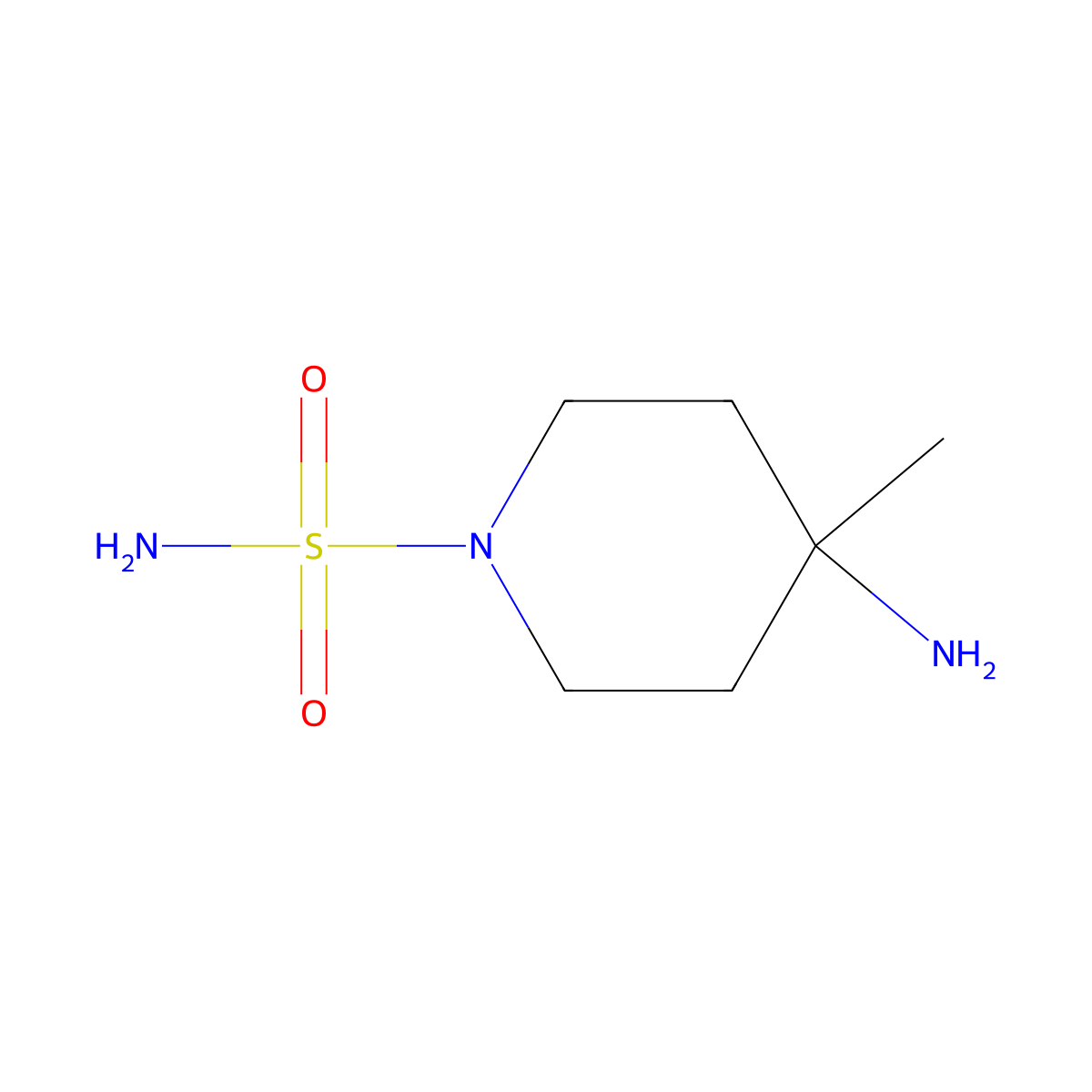 4-Amino-4-methylpiperidine-1-sulfonamide molecular structure, CAS 2147694-79-7