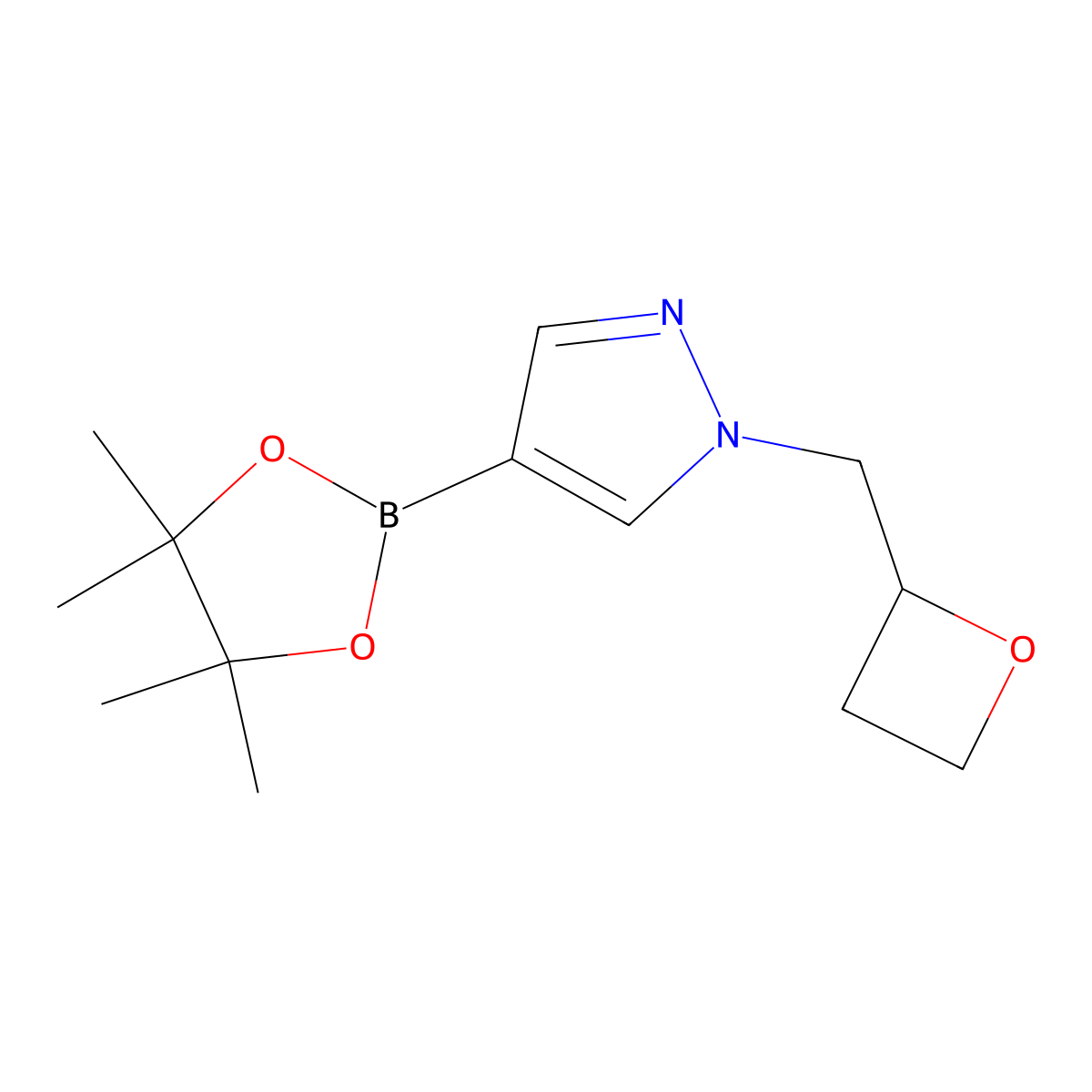 1-[(oxetan-2-yl)methyl]-4-(tetramethyl-1,3,2-dioxaborolan-2-yl)-1H-pyrazole molecular structure, CAS 2147716-00-3