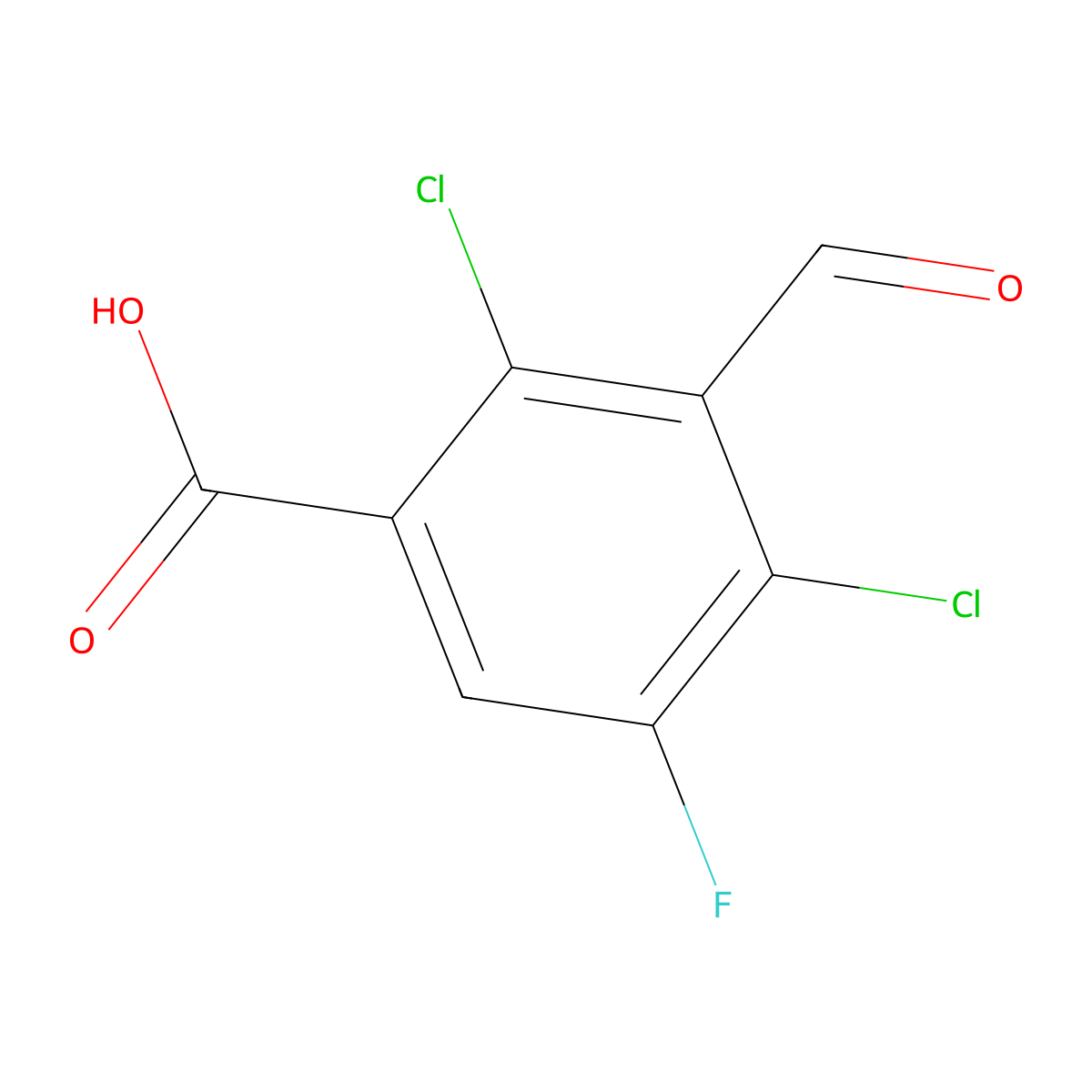 2,4-Dichloro-5-fluoro-3-formylbenzoic acid molecular structure, CAS 214774-58-0
