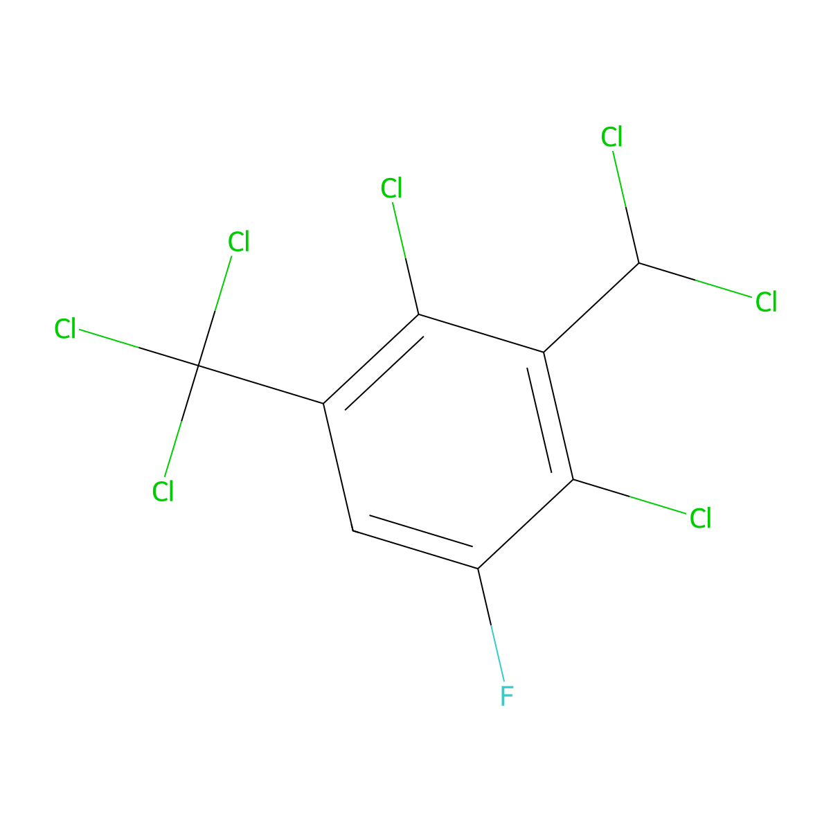 2,4-Dichloro-3-(dichloromethyl)-1-fluoro-5-(trichloromethyl)benzene molecular structure, CAS 214774-60-4