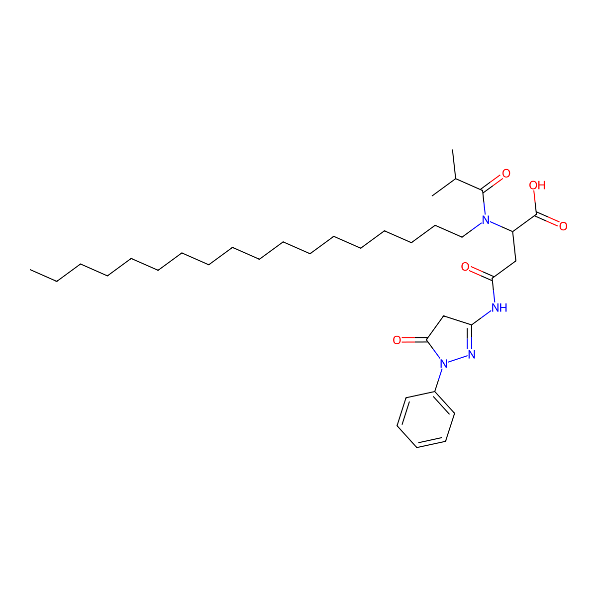 N-(4,5-Dihydro-5-oxo-1-phenyl-1H-pyrazol-3-yl)-N2-(2-methylpropionyl)-N2-octadecyl-L-asparagine molecular structure, CAS 21478-11-5