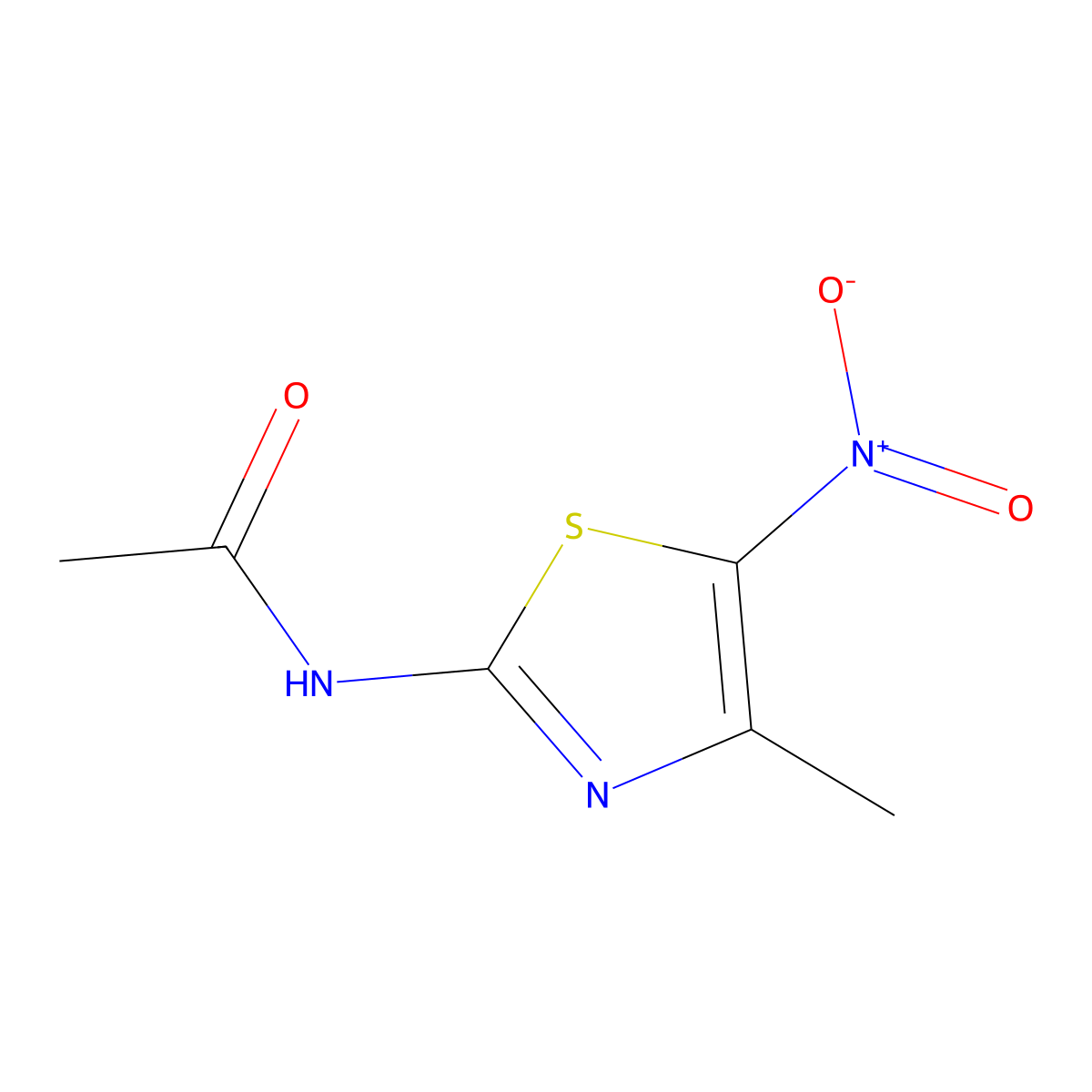 N-(4-methyl-5-nitro-1,3-thiazol-2-yl)acetamide molecular structure, CAS 21478-97-7