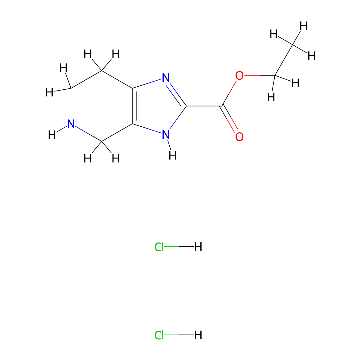 ethyl 4,5,6,7-tetrahydro-1H-imidazo[4,5-c]pyridine-2-carboxylate dihydrochloride molecular structure, CAS 214782-04-4