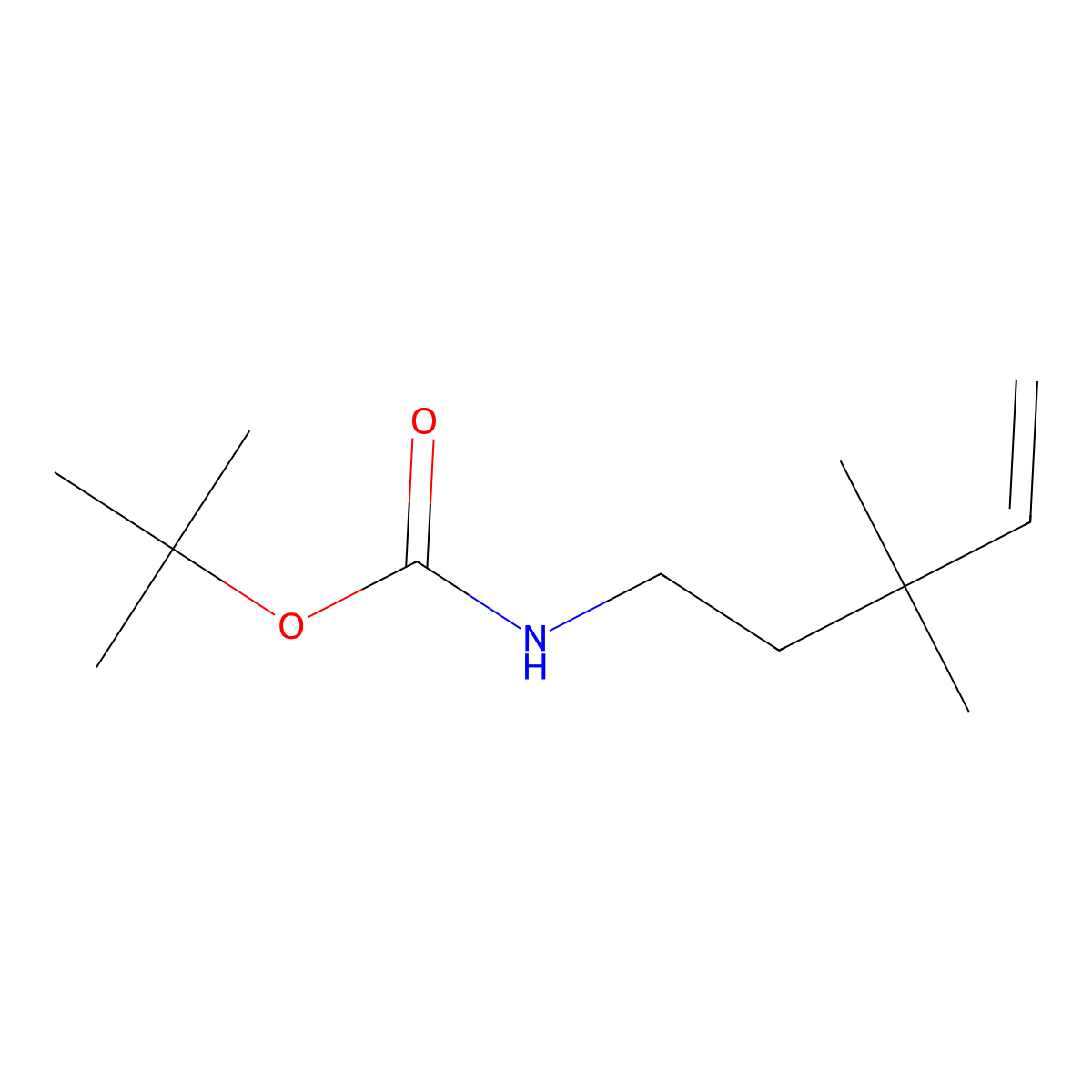 tert-butyl N-(3,3-dimethylpent-4-en-1-yl)carbamate molecular structure, CAS 2147832-17-3