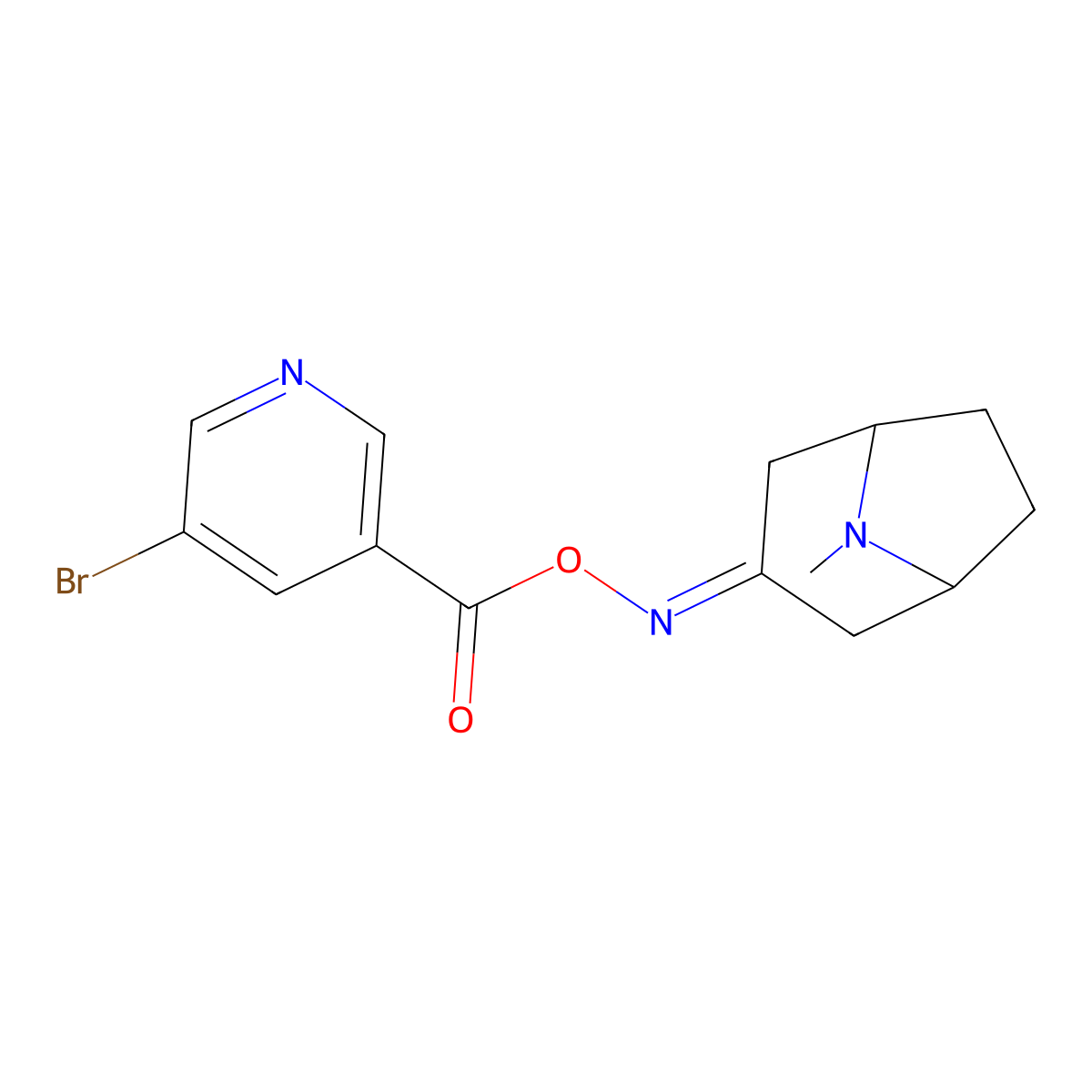 8-Methyl-8-azabicyclo(3.2.1)octan-3-one O-((5-bromo-3-pyridinyl)carbonyl)oxime molecular structure, CAS 214785-13-4