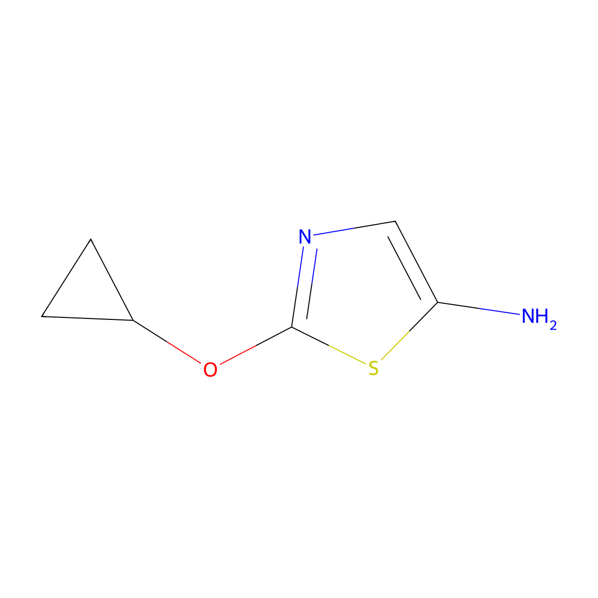 2-Cyclopropoxy-1,3-thiazol-5-amine molecular structure, CAS 2147883-35-8