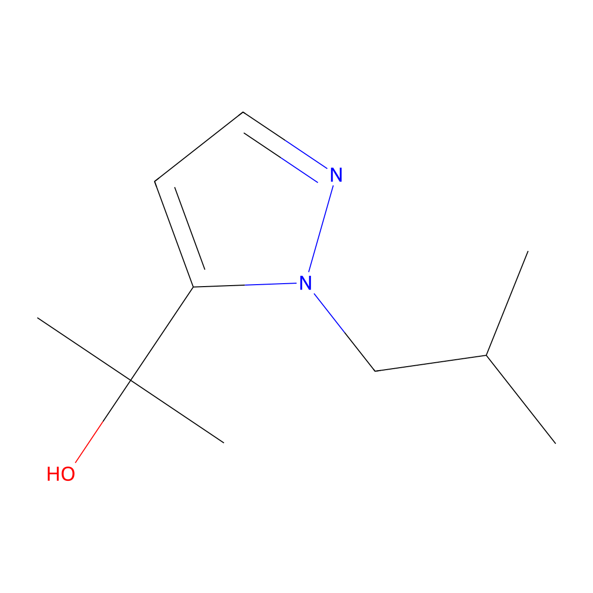2-[1-(2-methylpropyl)-1H-pyrazol-5-yl]propan-2-ol molecular structure, CAS 2147927-94-2