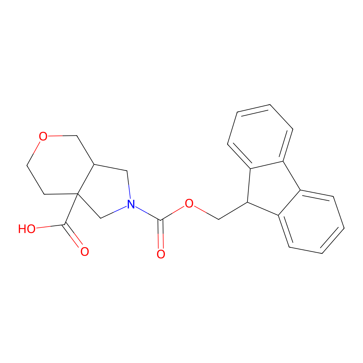 2-{[(9H-fluoren-9-yl)methoxy]carbonyl}-octahydropyrano[3,4-c]pyrrole-7a-carboxylic acid molecular structure, CAS 2147988-76-7