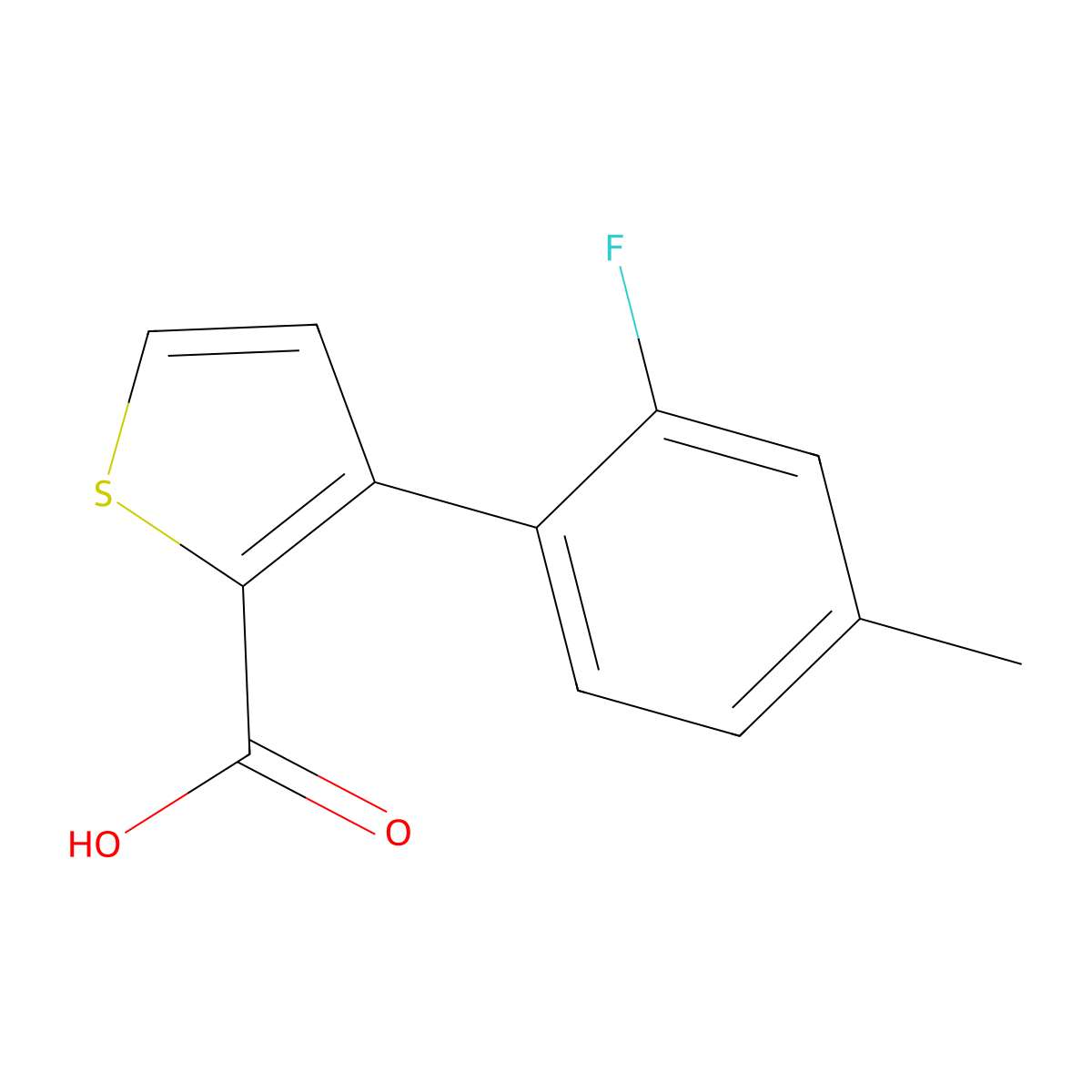 3-(2-Fluoro-4-methylphenyl)thiophene-2-carboxylic acid molecular structure, CAS 2148133-89-3