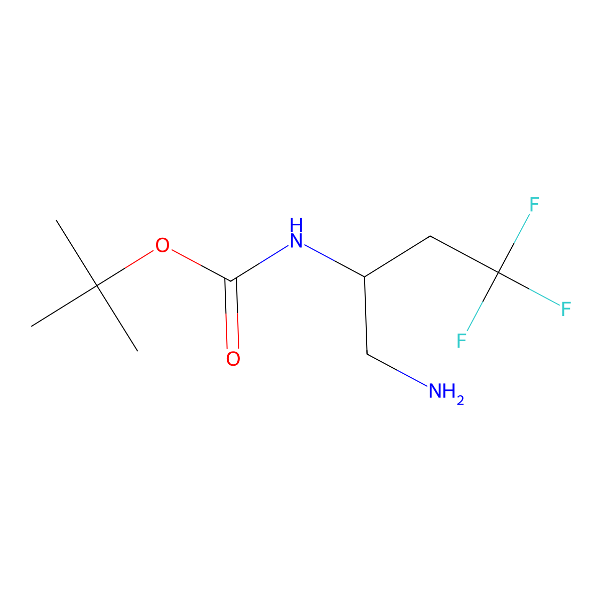 tert-butyl N-(1-amino-4,4,4-trifluorobutan-2-yl)carbamate molecular structure, CAS 2148184-72-7