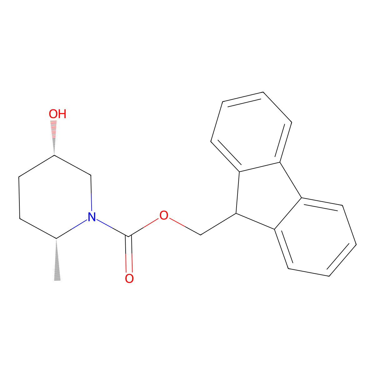 rac-(9H-fluoren-9-yl)methyl (2R,5S)-5-hydroxy-2-methylpiperidine-1-carboxylate molecular structure, CAS 2148222-23-3