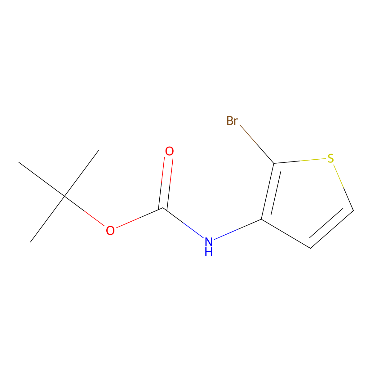 tert-butyl N-(2-bromothiophen-3-yl)carbamate molecular structure, CAS 21483-64-7
