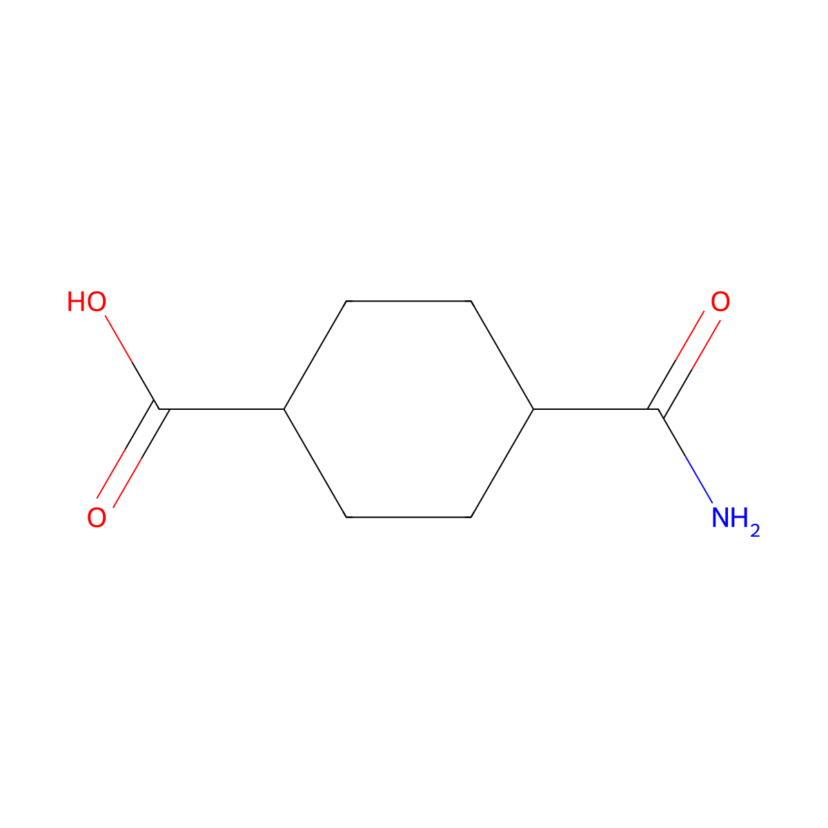 Rac-(1r,4r)-4-carbamoylcyclohexane-1-carboxylic acid molecular structure, CAS 21483-87-4