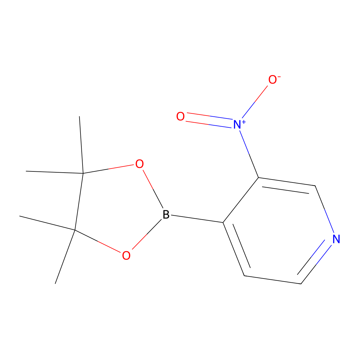 3-Nitro-4-(4,4,5,5-tetramethyl-1,3,2-dioxaborolan-2-yl)pyridine molecular structure, CAS 2148346-12-5