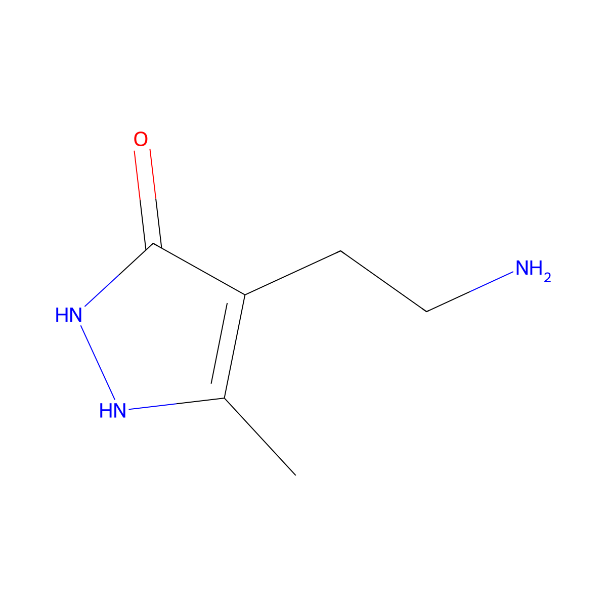 4-(2-Aminoethyl)-5-methyl-1H-pyrazol-3(2H)-one molecular structure, CAS 214839-73-3