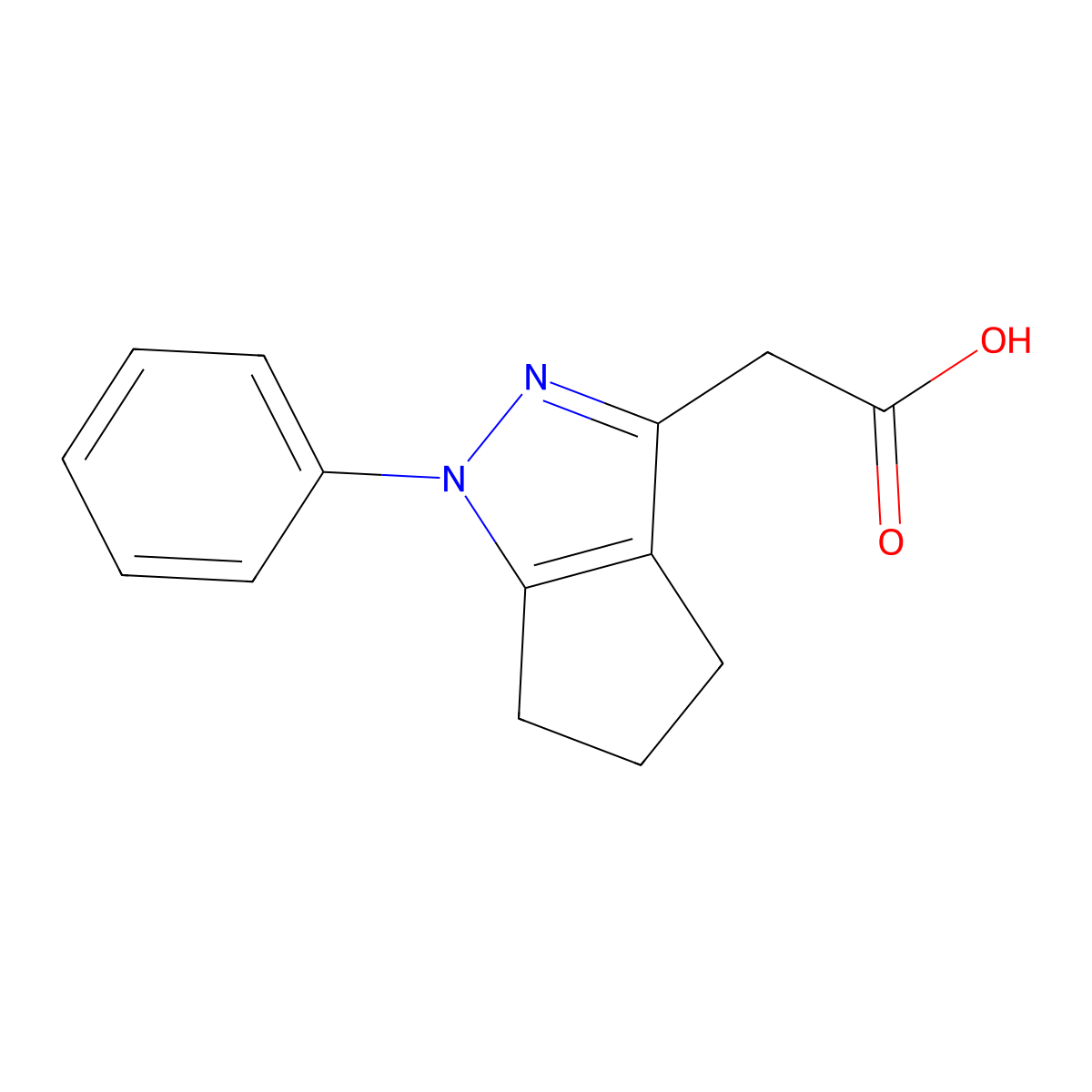 (1-Phenyl-1,4,5,6-tetrahydrocyclopenta[c]pyrazol-3-yl)acetic acid molecular structure, CAS 21484-52-6