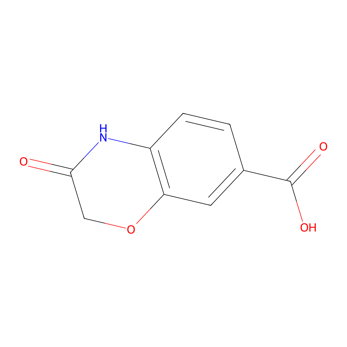 3-Oxo-3,4-dihydro-2H-1,4-benzoxazine-7-carboxylic acid molecular structure, CAS 214848-62-1