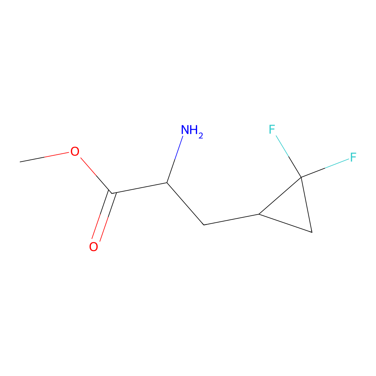 Methyl 2-amino-3-(2,2-difluorocyclopropyl)propanoate molecular structure, CAS 2148522-82-9