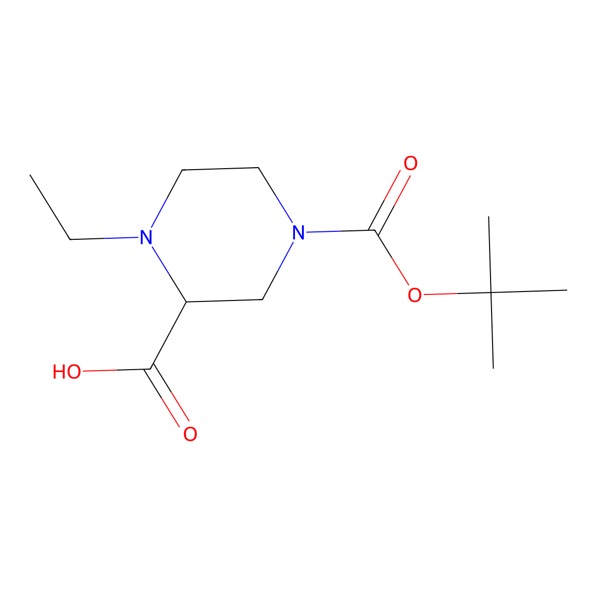 4-[(Tert-butoxy)carbonyl]-1-ethylpiperazine-2-carboxylic acid molecular structure, CAS 2148531-66-0