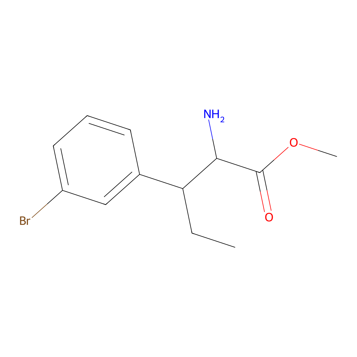 Methyl 2-amino-3-(3-bromophenyl)pentanoate molecular structure, CAS 2148556-87-8