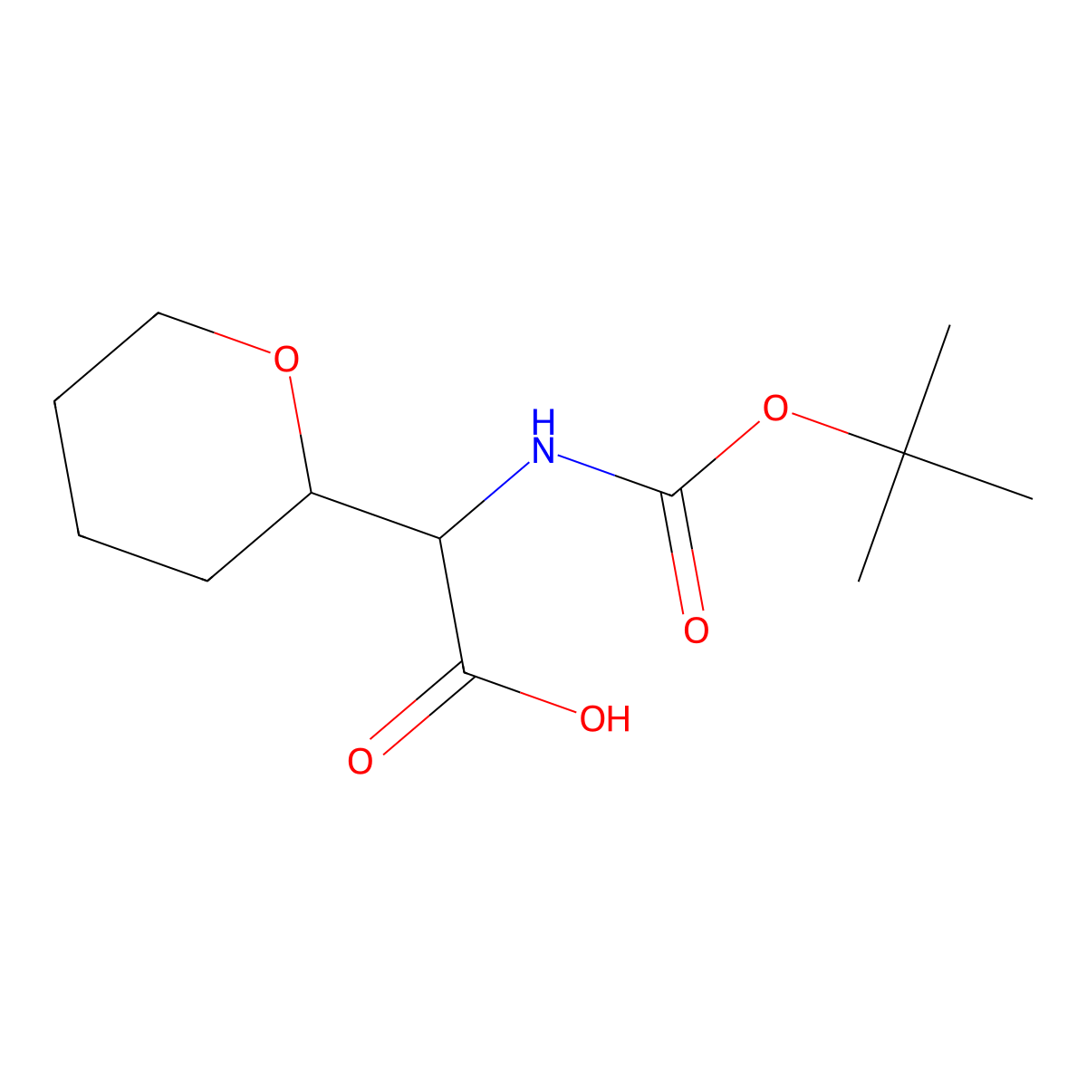 2-(((Tert-butoxy)carbonyl)amino)-2-(oxan-2-yl)acetic acid molecular structure, CAS 2148563-02-2