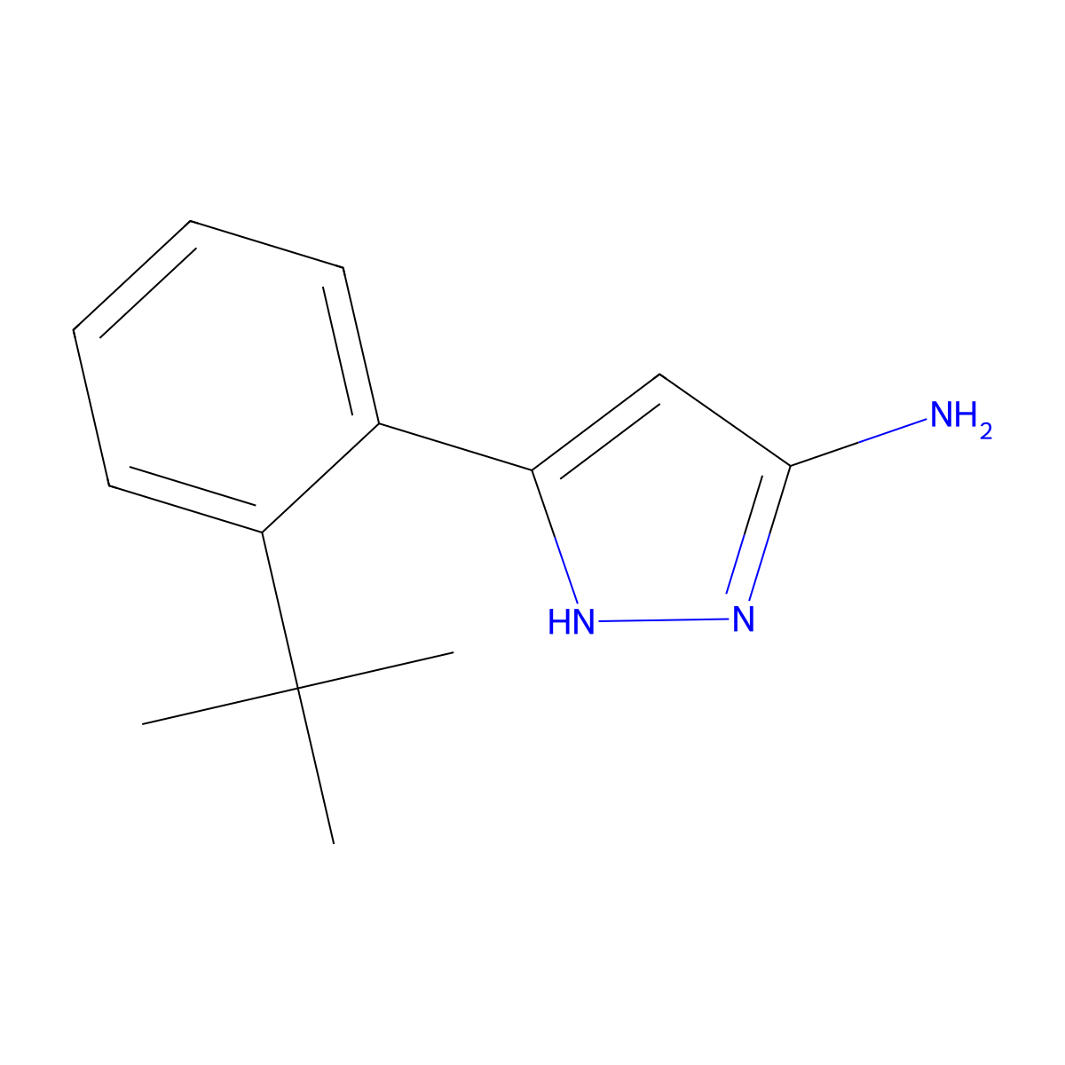 5-(2-tert-butylphenyl)-1H-pyrazol-3-amine molecular structure, CAS 2148581-09-1
