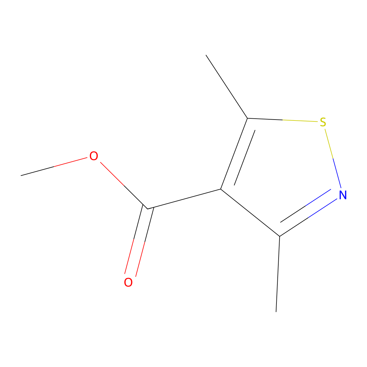 Methyl 3,5-dimethyl-1,2-thiazole-4-carboxylate molecular structure, CAS 21486-27-1