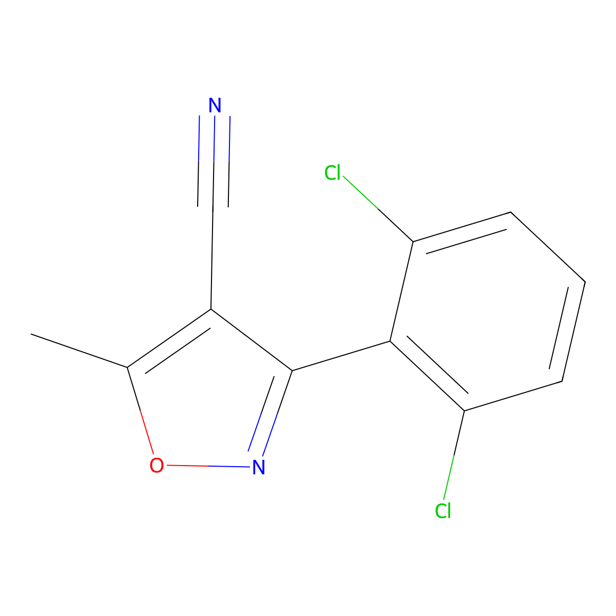 3-(2,6-Dichlorophenyl)-5-methyl-1,2-oxazole-4-carbonitrile molecular structure, CAS 21486-28-2