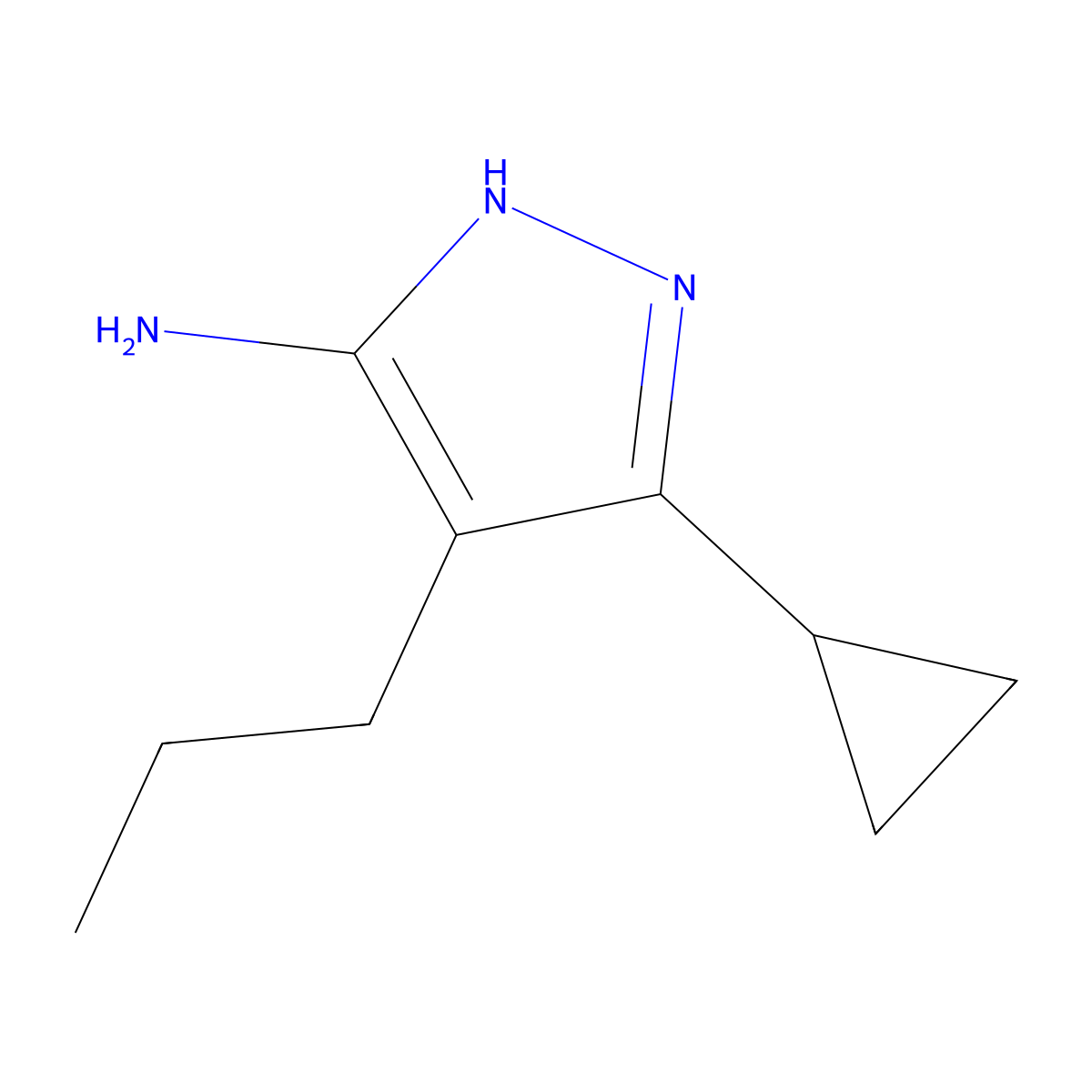 3-cyclopropyl-4-propyl-1H-pyrazol-5-amine molecular structure, CAS 2148601-26-5