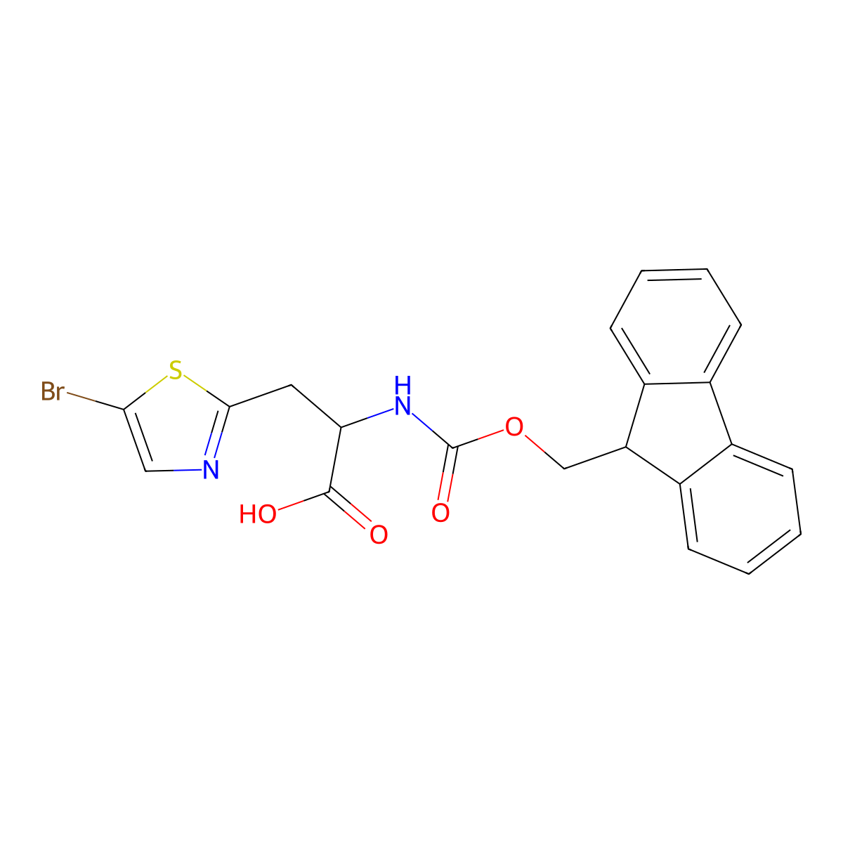 3-(5-bromo-1,3-thiazol-2-yl)-2-({[(9H-fluoren-9-yl)methoxy]carbonyl}amino)propanoic acid molecular structure, CAS 2148611-12-3